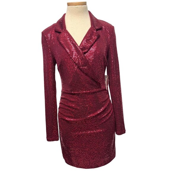 Emerald Sundae Dresses & Skirts - NWT MEDIUM JUNIORS Emerald Sundae Red Sequin Tuxedo Bodycon Christmas Dress